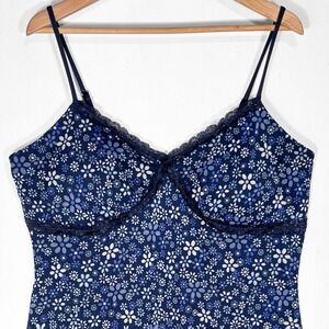 No Boundaries Y2K Blue Ditzy Floral Slip Dress XXXL Babydoll Lace